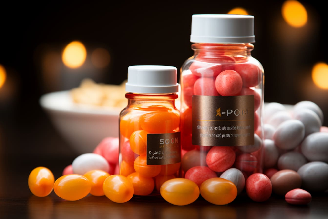 Testolone RAD-140 : bouteille de supplément de Testolone RAD-140 avec muscles en arrière-plan