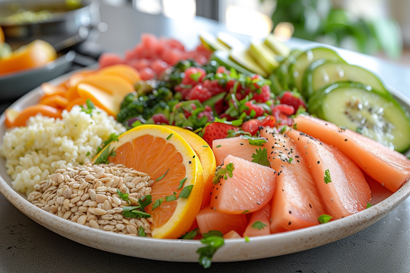 dieta vegana : rappresentazione di alimenti vegani sani e colorati