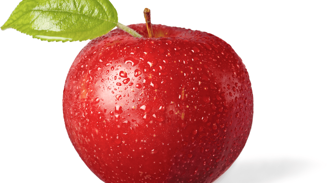 pomme : pomme rouge fraîche posée sur une table en bois