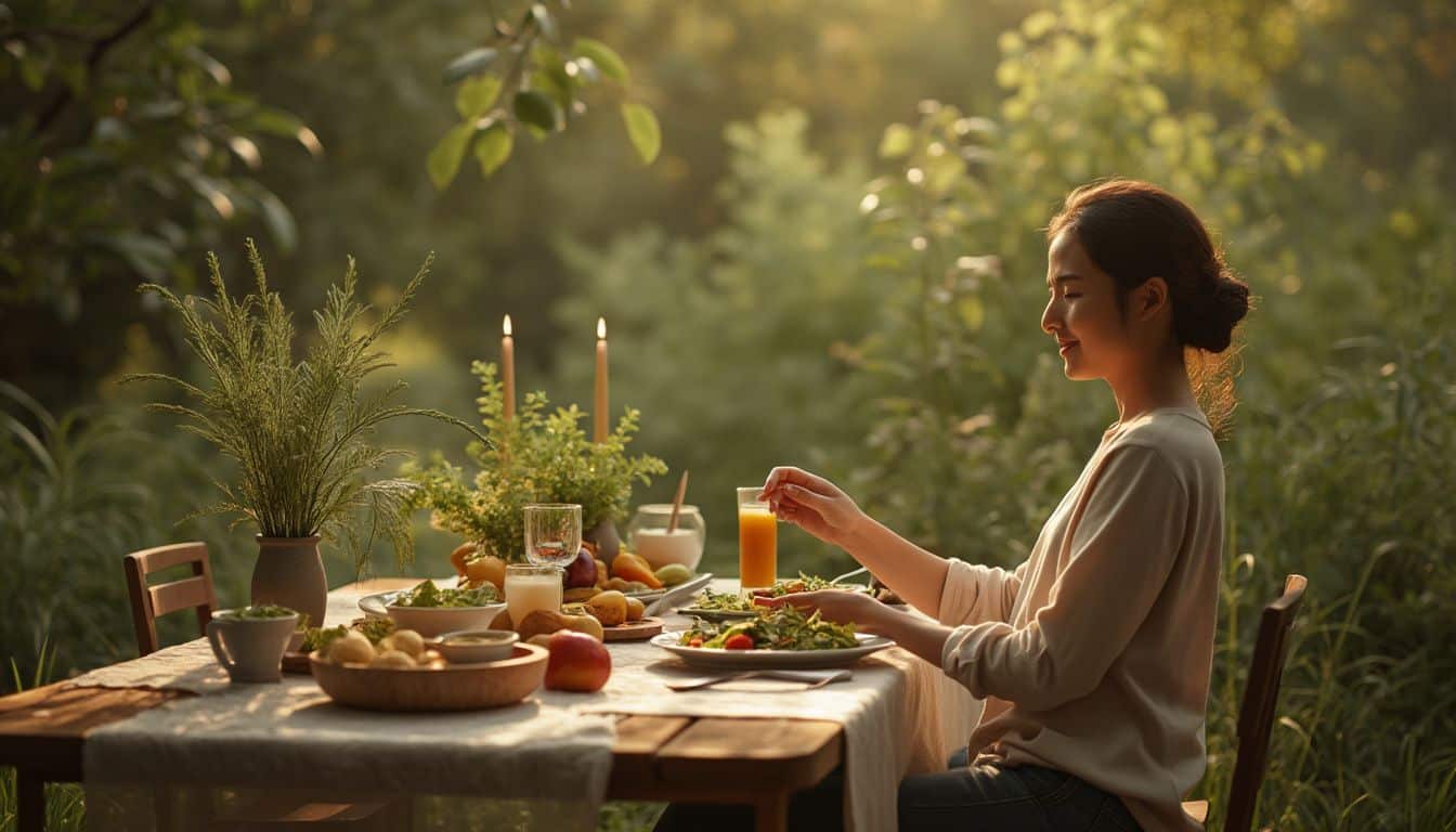 alimentation pleine conscience : personne mangeant lentement et en pleine conscience