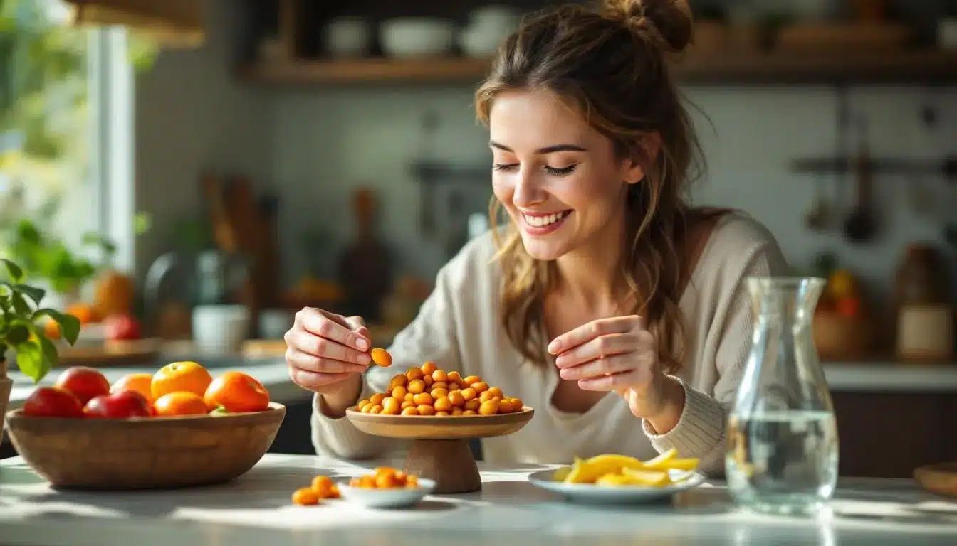 amandes : poignée d'amandes prêtes à être consommées