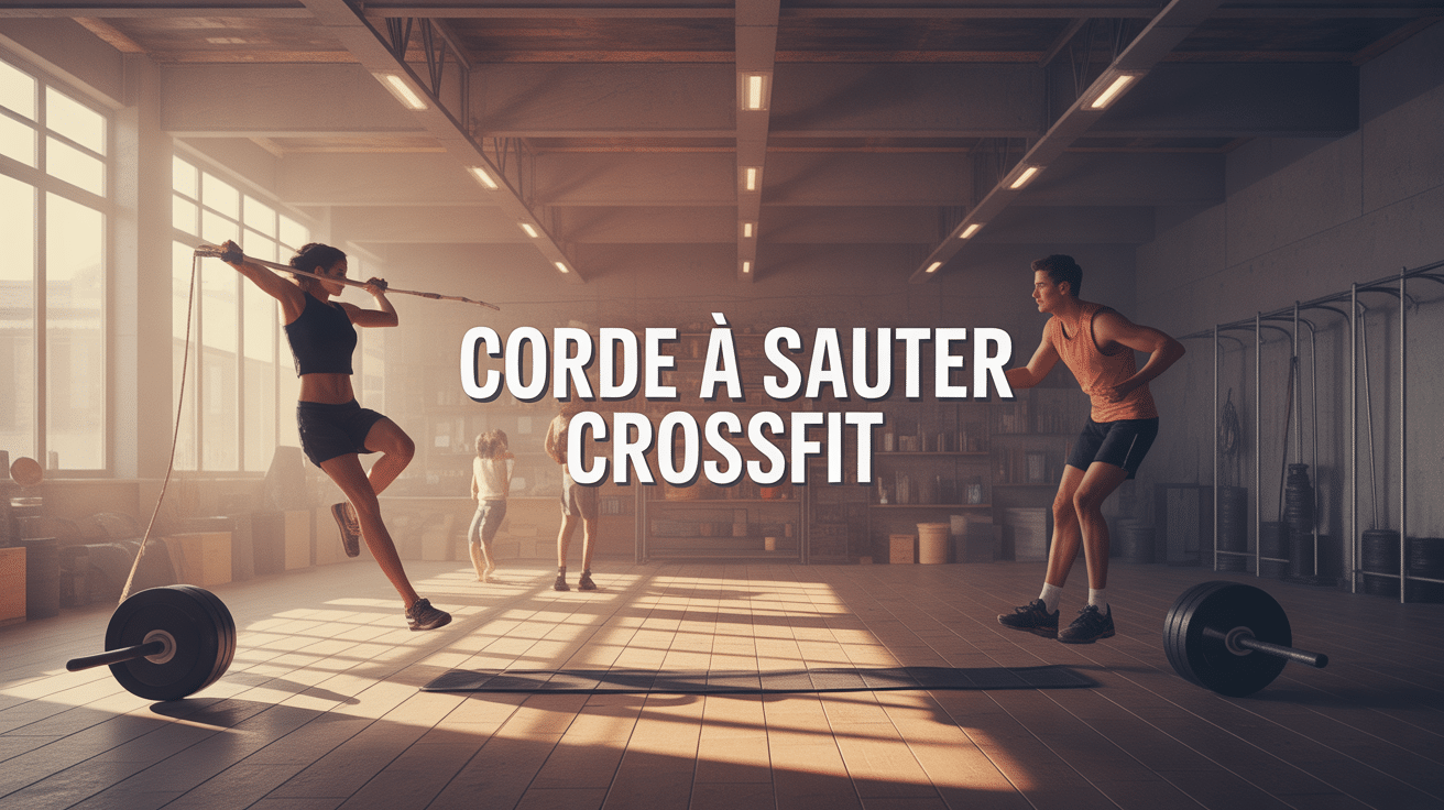 Corde a sauter CrossFit, silhouettes en action dans une salle de sport