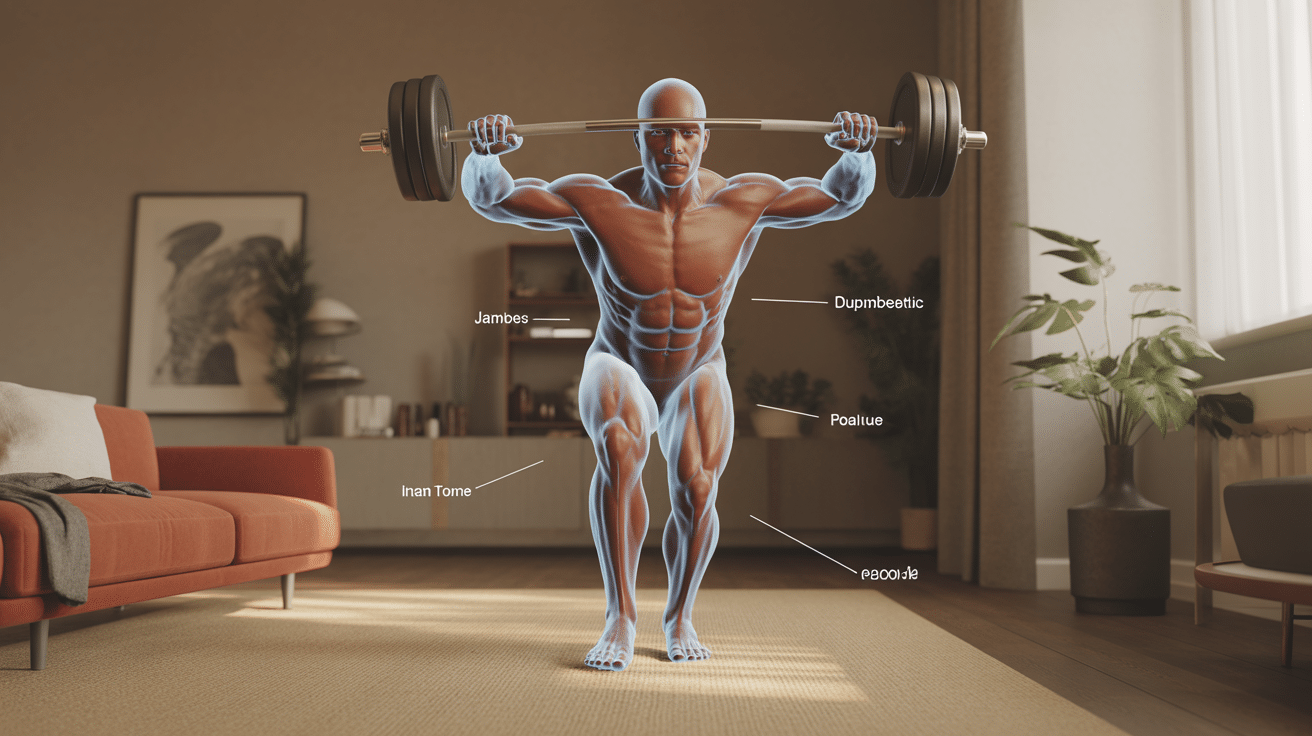 Zones musculaires dumbbell snatch, calories et posture