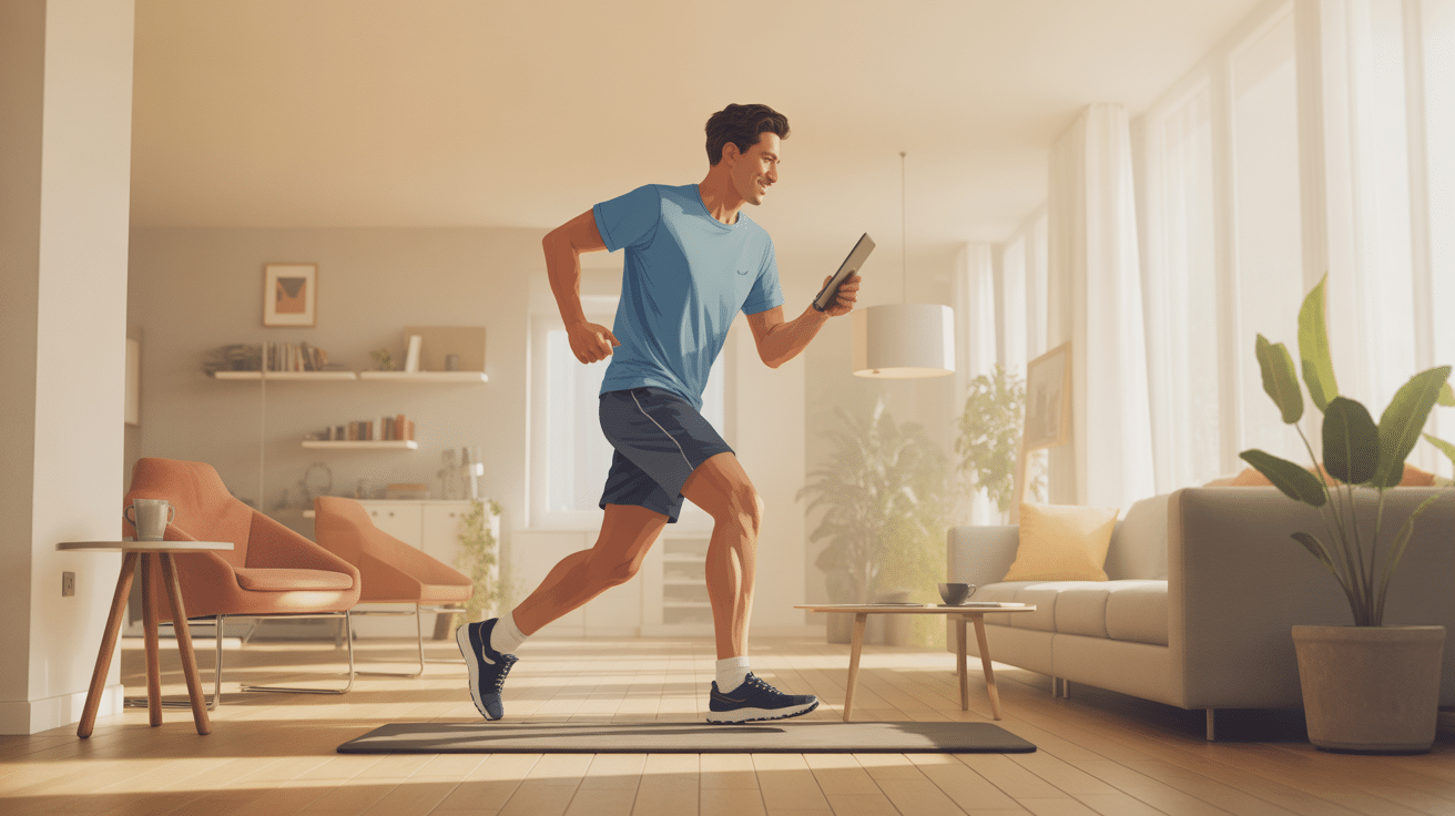 personnage coaché sport à domicile avec homefit