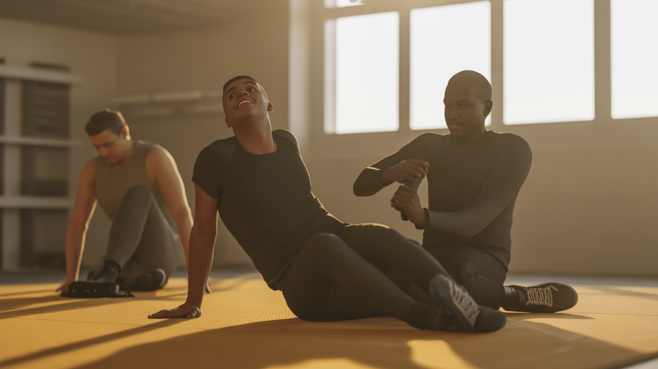 personne pilates se tenant le dos sur tapis