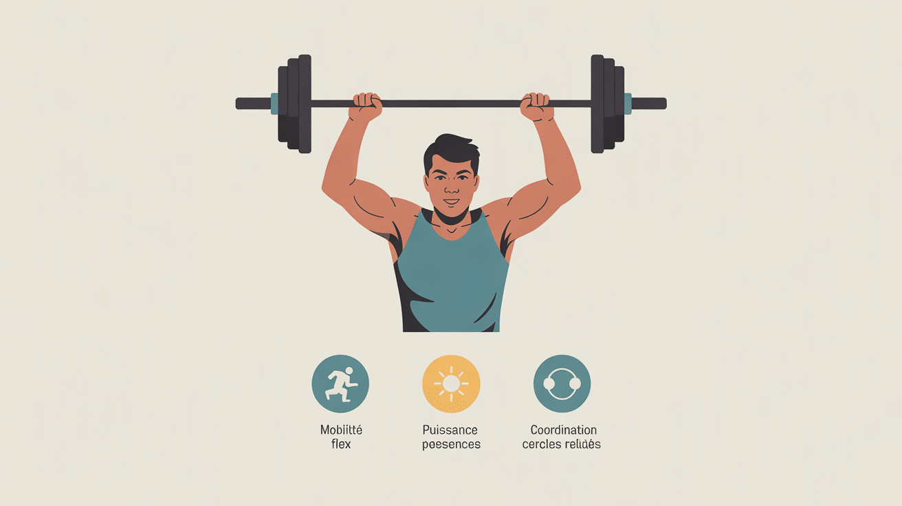 Personnage effectuant un Power Snatch CrossFit, mobilité, puissance et coordination