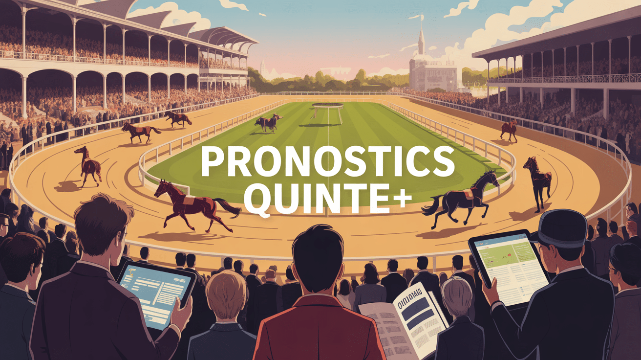 Foule hippodrome, chevaux, parieurs consultent Gazette des Courses