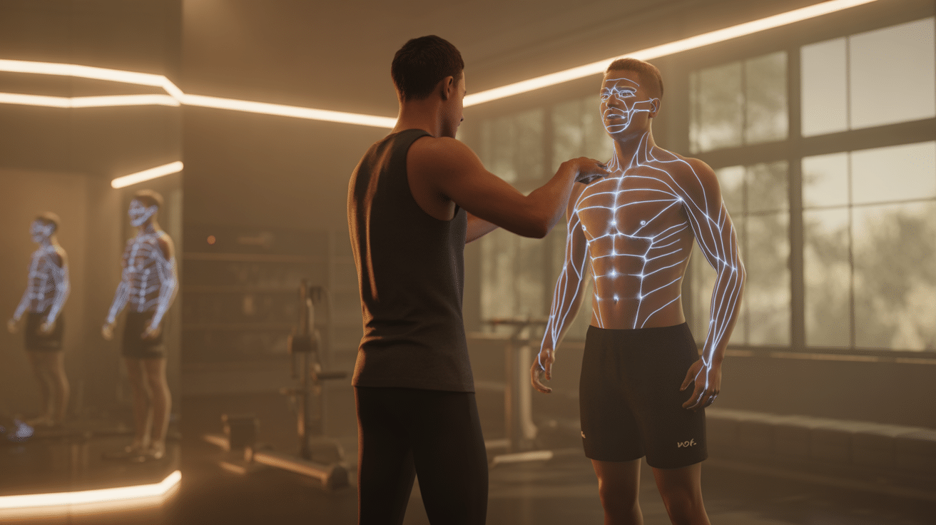 Coach ajuste combinaison EMS Miha Bodytec en salle