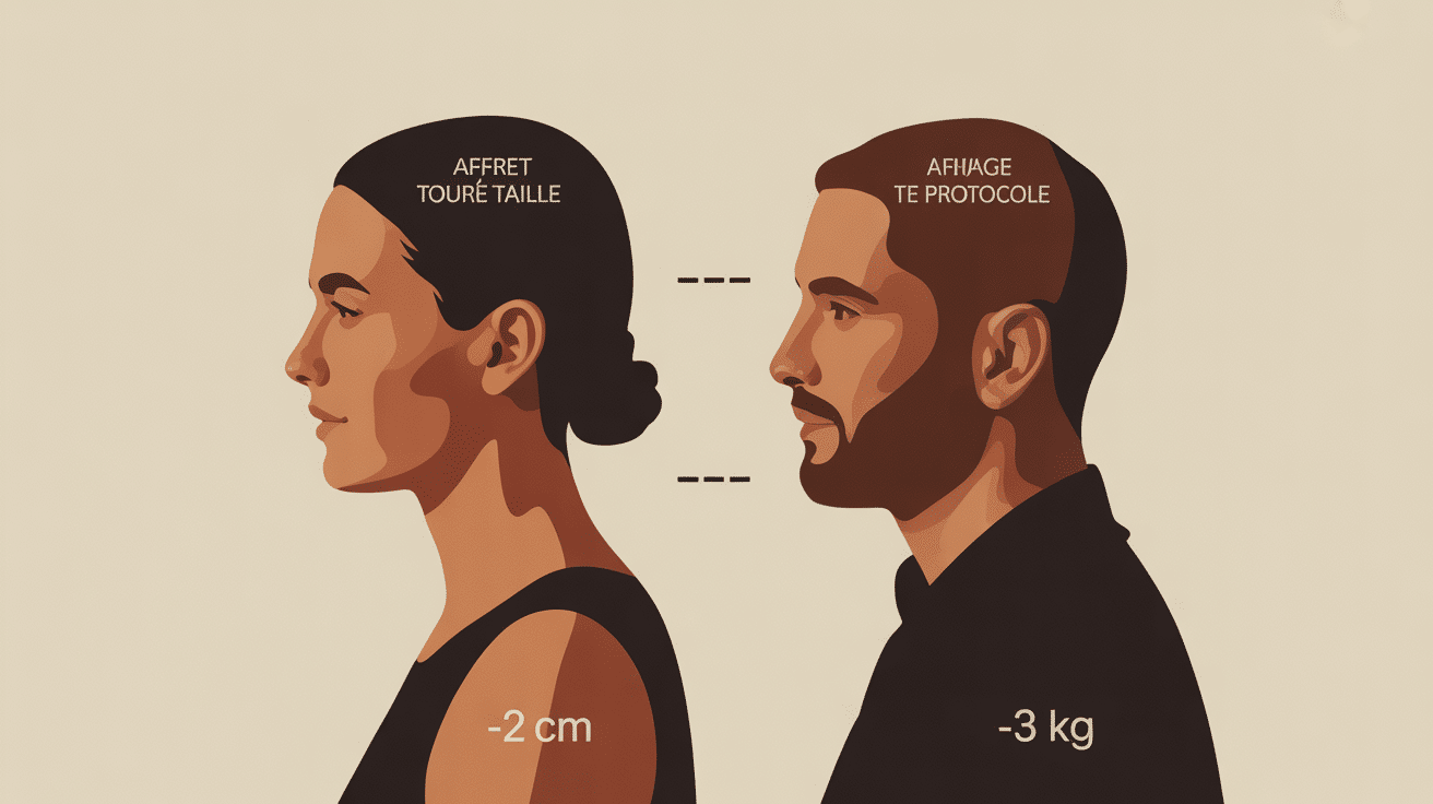 Silhouettes avant apres EMS Miha Bodytec avec chiffres