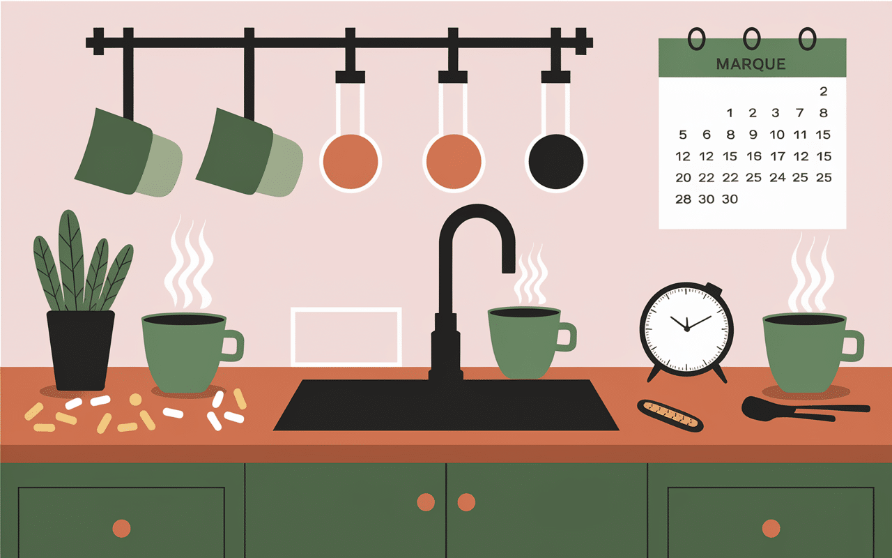 Conseils the vert minceur, tasses, gellules, calendrier, matin