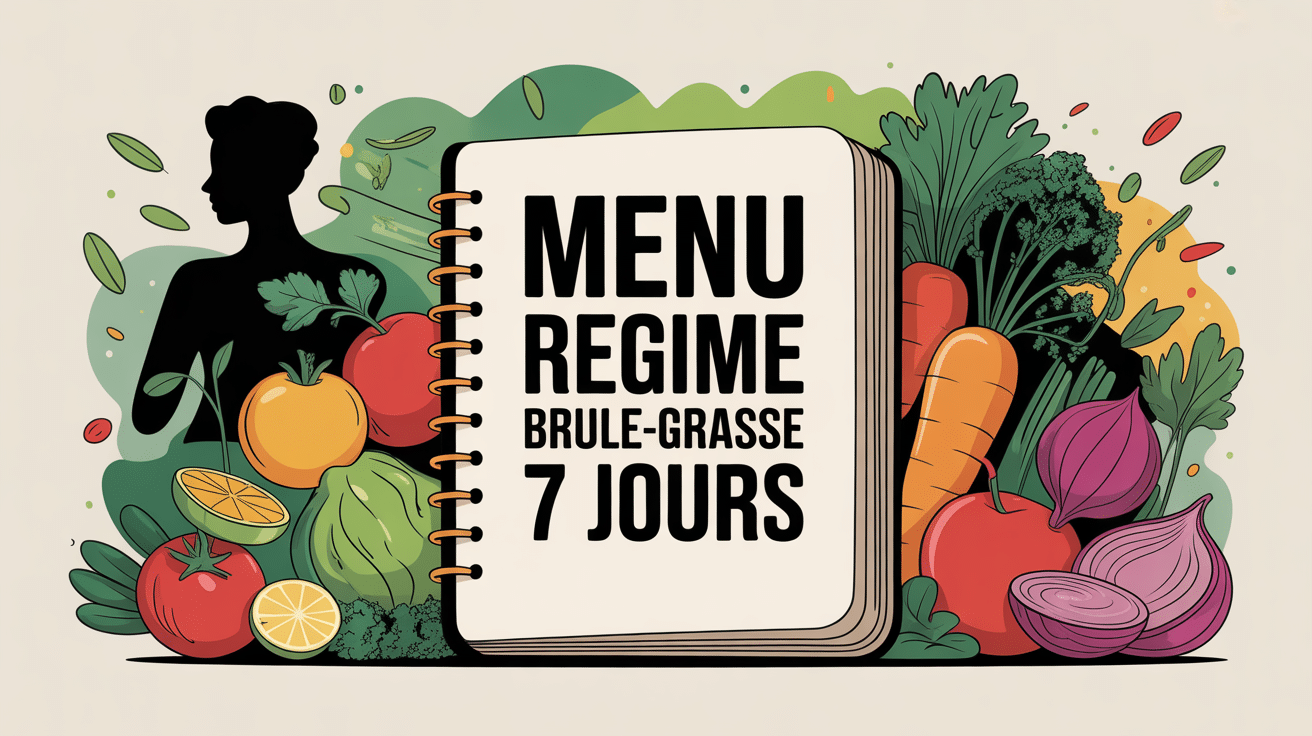 menu regime brule-graisse 7 jours carnet de menus et illustration motivation