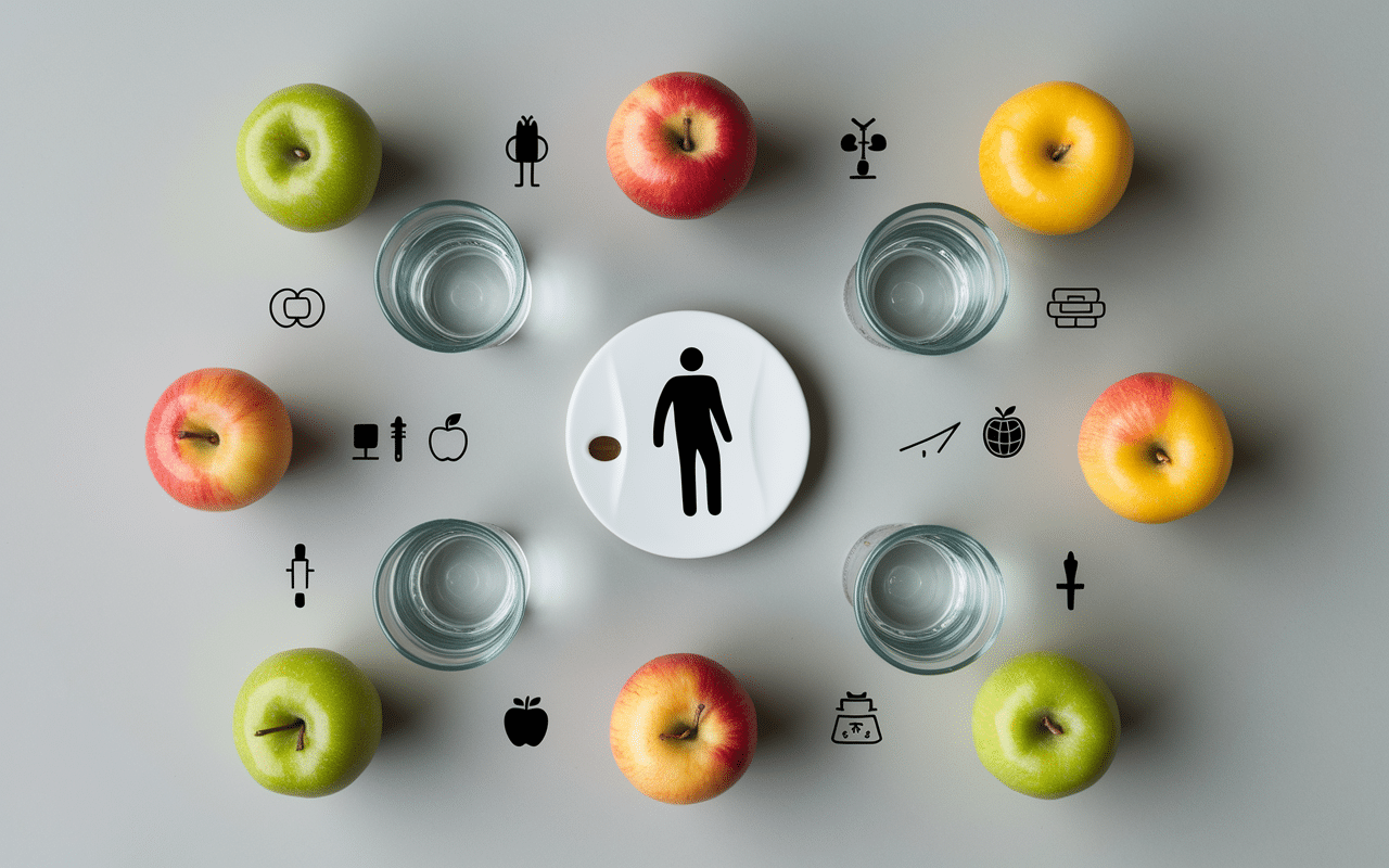 Perte poids regime pomme balance et quartiers de pommes