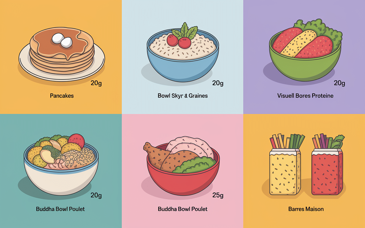 plats proteines musculation pancakes bowls buddha barres