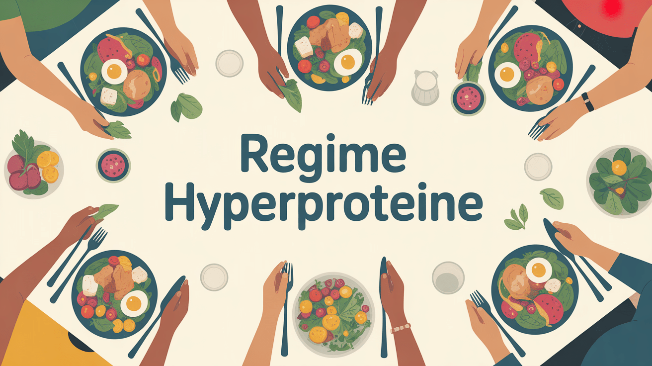 Table repas regime hyperproteine plats proteiques silhouettes
