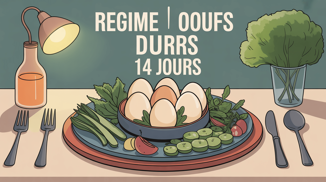 regime oeufs durs 14 jours assiette oeufs legumes agrumes