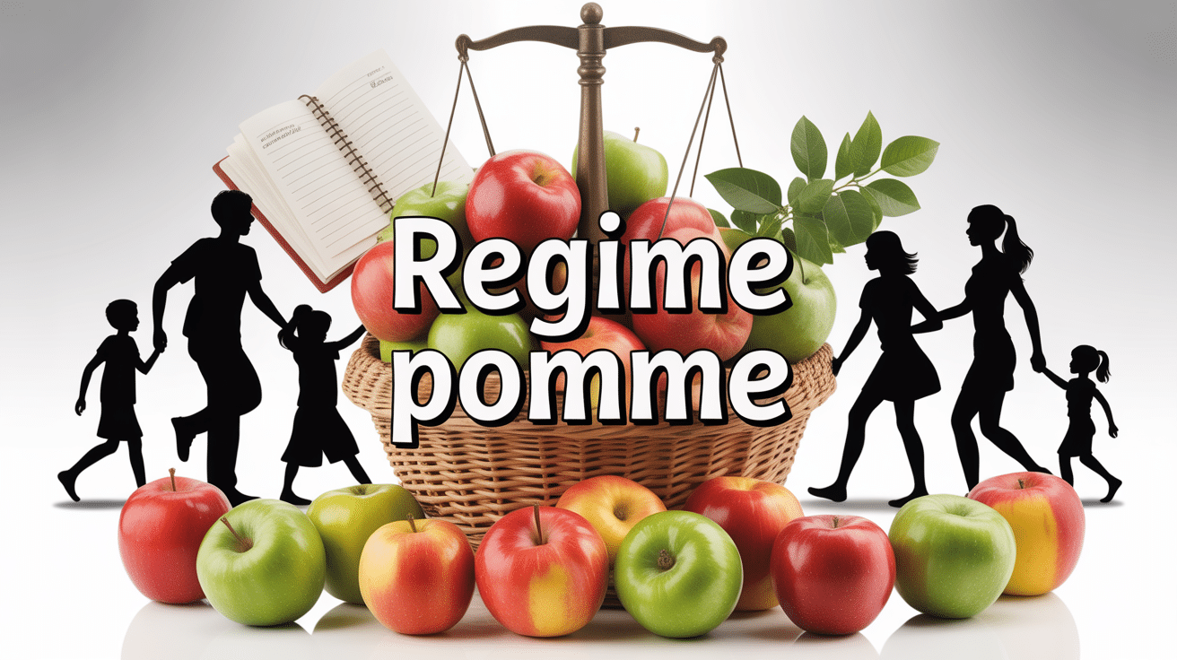 Illustration regime pomme panier pommes balance famille active