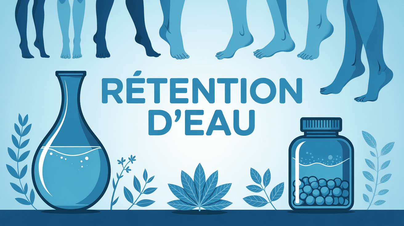 illustration retention d'eau jambes gonflees tisanes comprimes