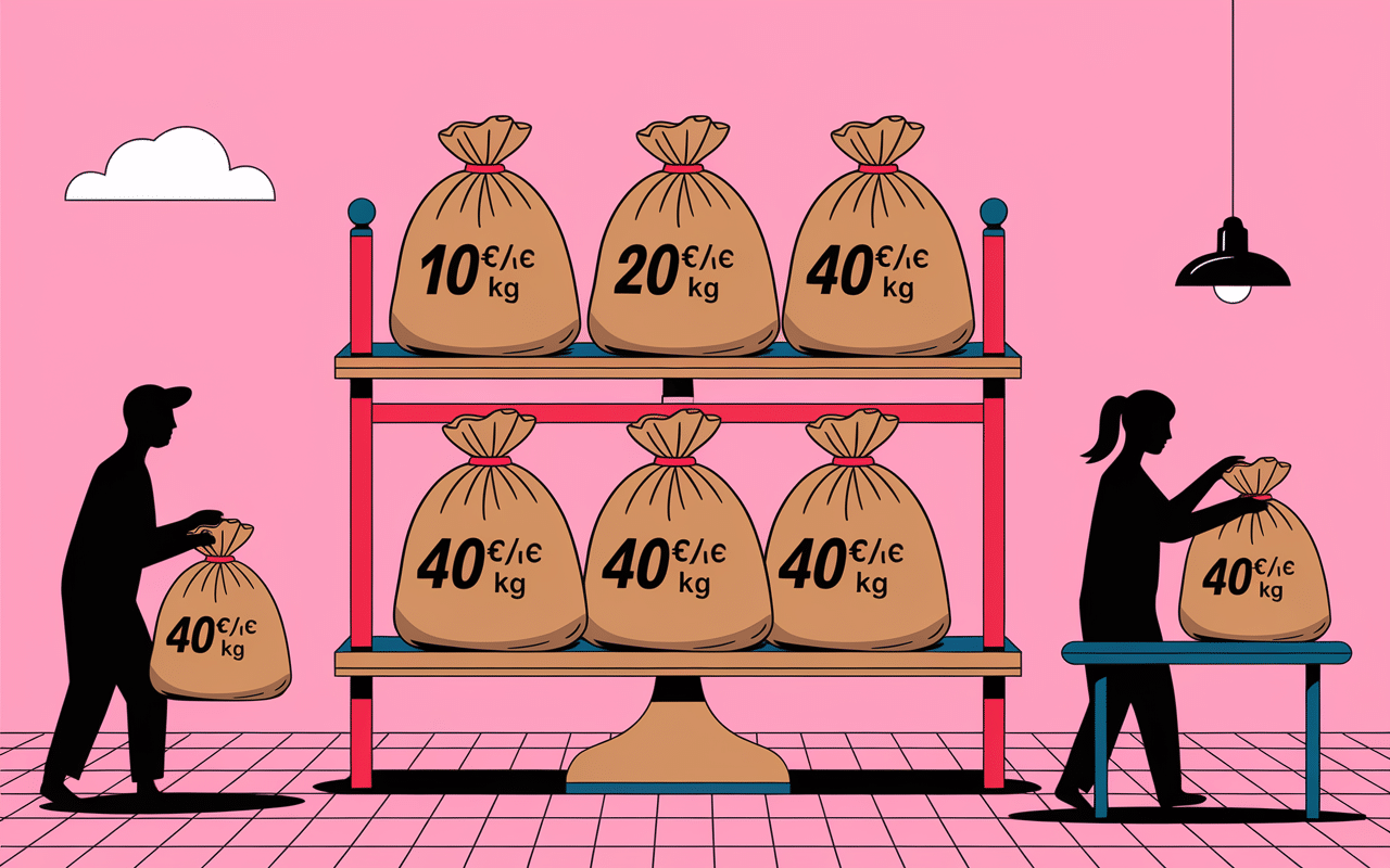 Balance sacs vêtements triés vente au poids