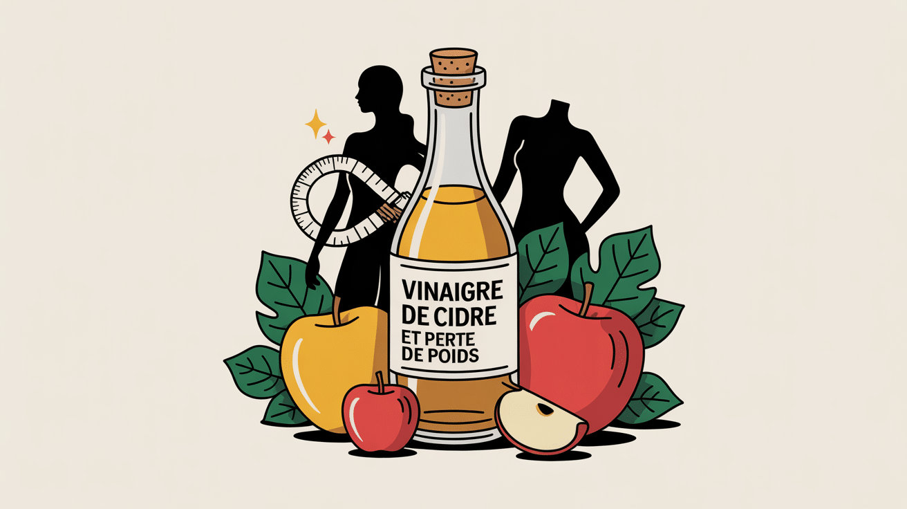 vinaigre de cidre et perte de poids visuel avec bouteille pommes mètre