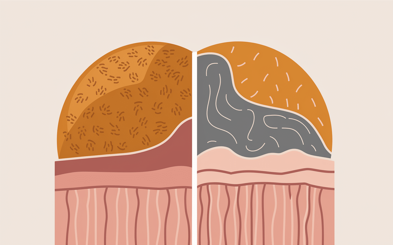 zoom coupe medicale cellulite incrustee cuisse