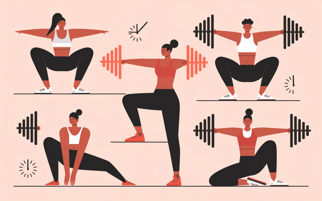 Routines sport pour tous, squats, pompes, gainage, stretching en images