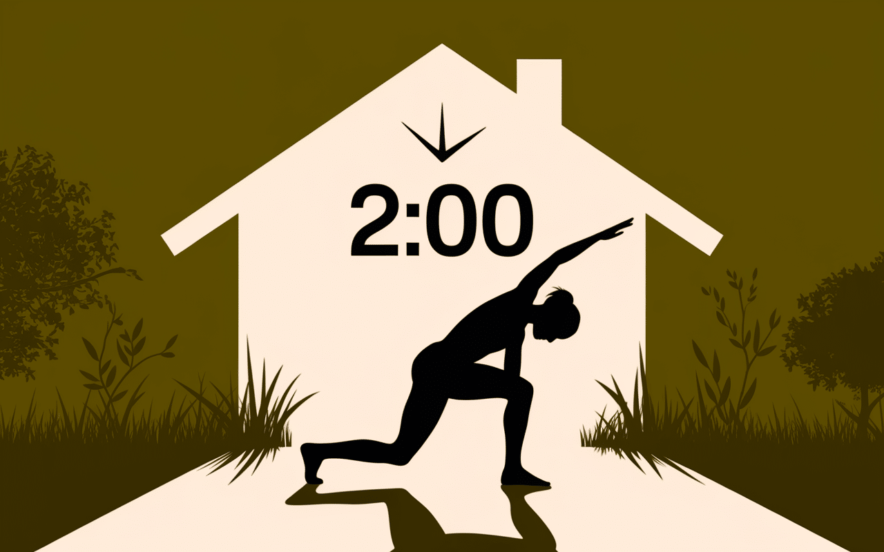 Chronomètre et silhouette gainage 2 minutes, progression à la maison