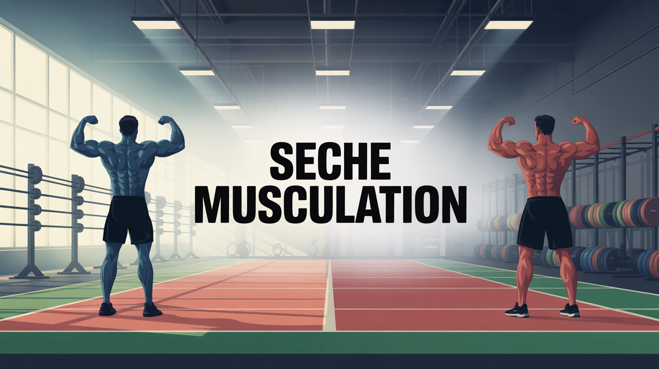 salle de sport dynamique avec silhouettes musclées sèche musculation