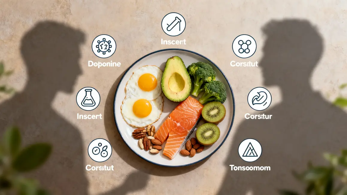 Assiettes aliments hormones dopamine insuline cortisol testostérone