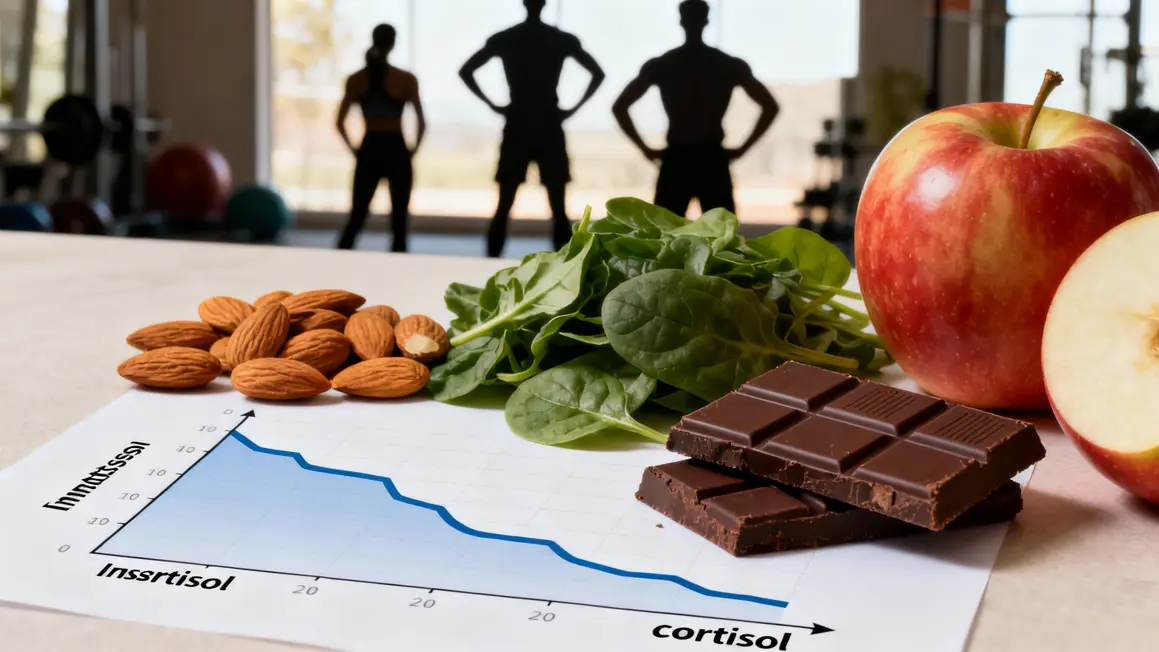 Aliments anti-stress et graphique cortisol photoréaliste