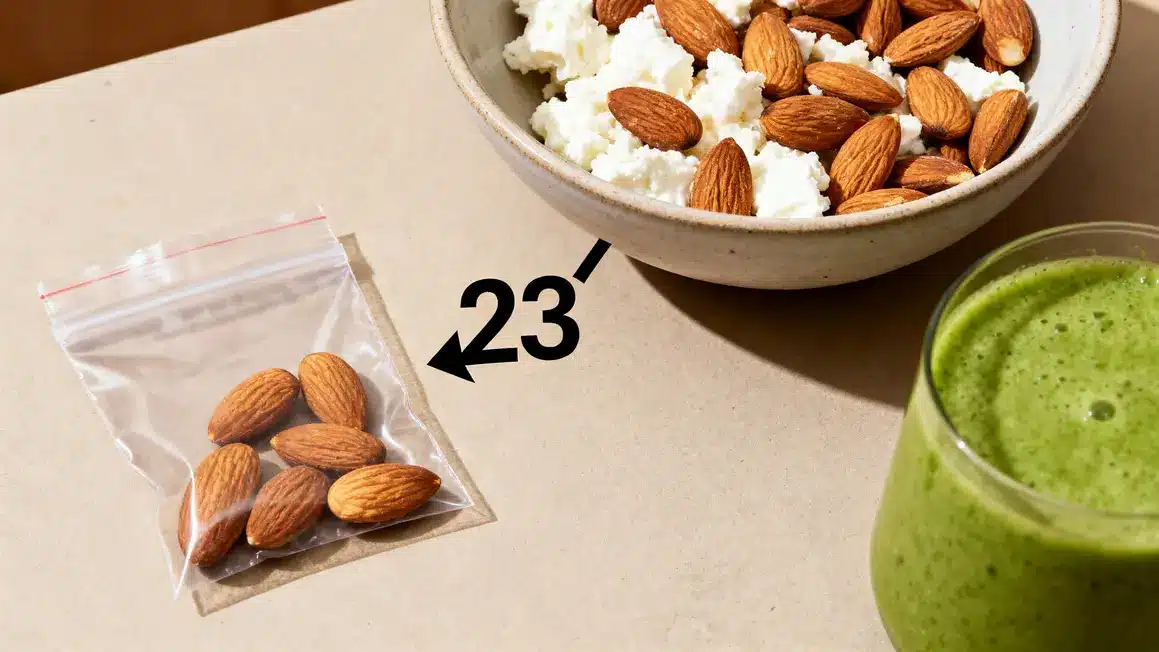 sachet 23 amandes snack coupe faim photorealiste