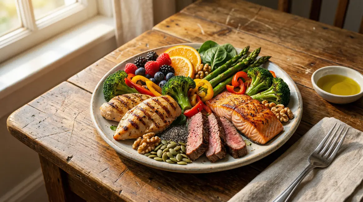 Assiette de régime paléo avec aliments naturels