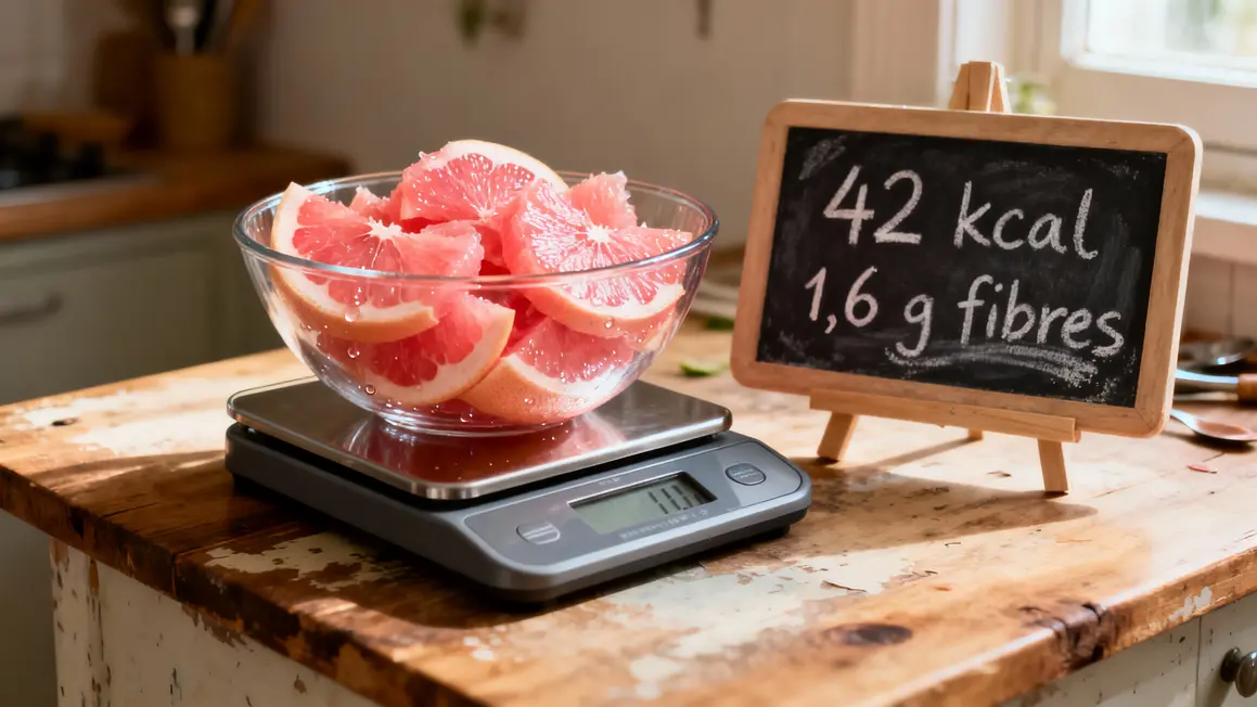 Bol de quartiers de pamplemousse, valeurs nutritionnelles