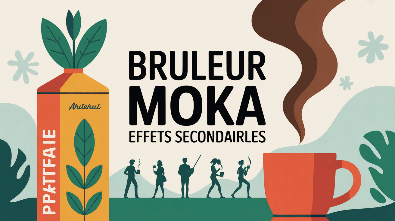 Boite bruleur moka, cafe et silhouettes actives