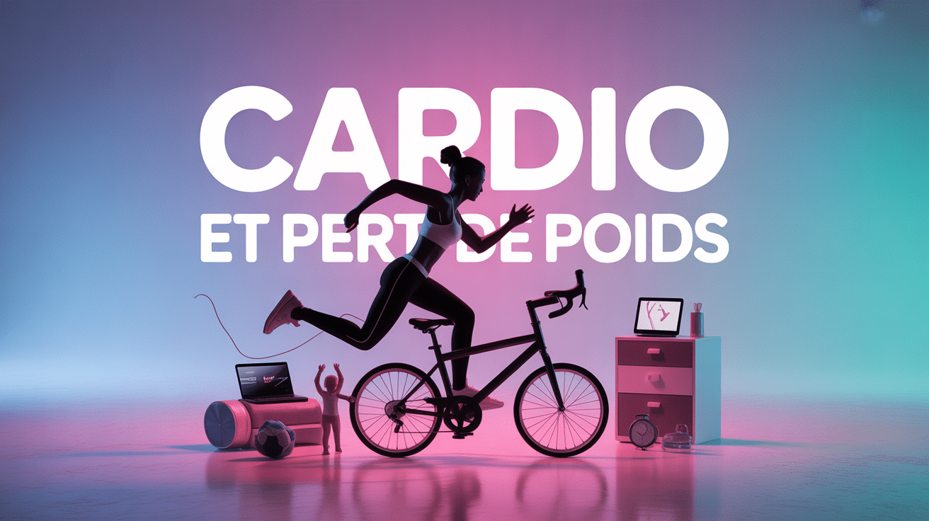 Illustration cardio perte de poids avec accessoires quotidiens