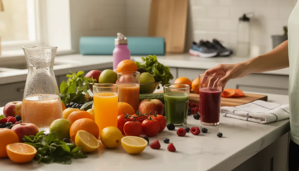 Table detox equilibre alimentaire fruits legumes jus