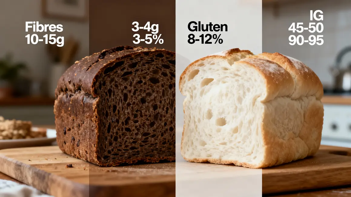 infographie pain seigle pain blé tableau fibres et gluten