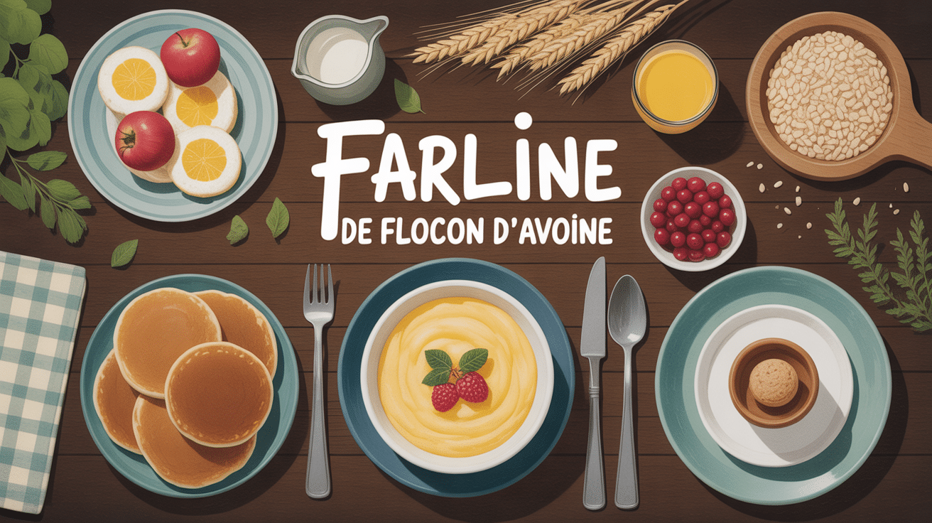 Bol de puree d avoine pancakes farine flocon d avoine table bois