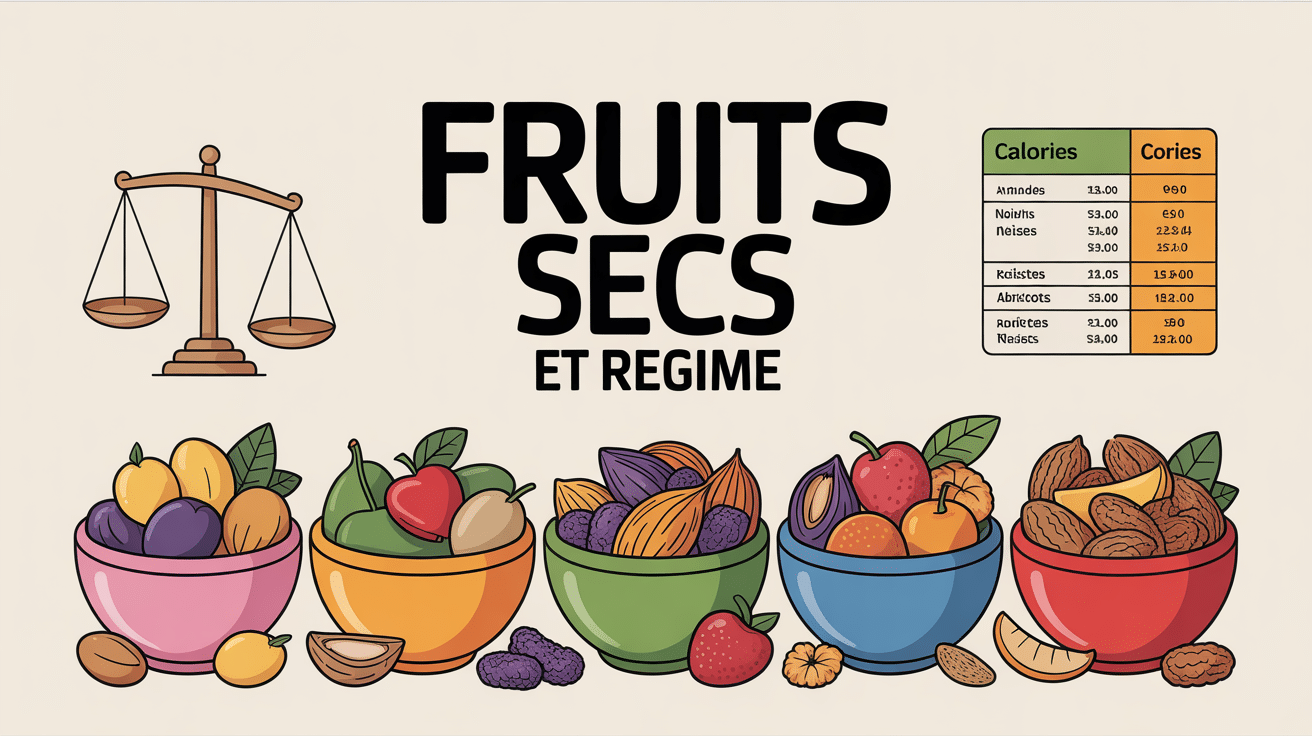 bols de fruits secs et balance avec calories
