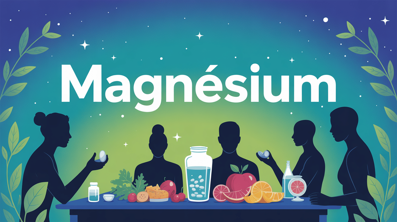 scène autour du magnesium gélules aliments bien etre