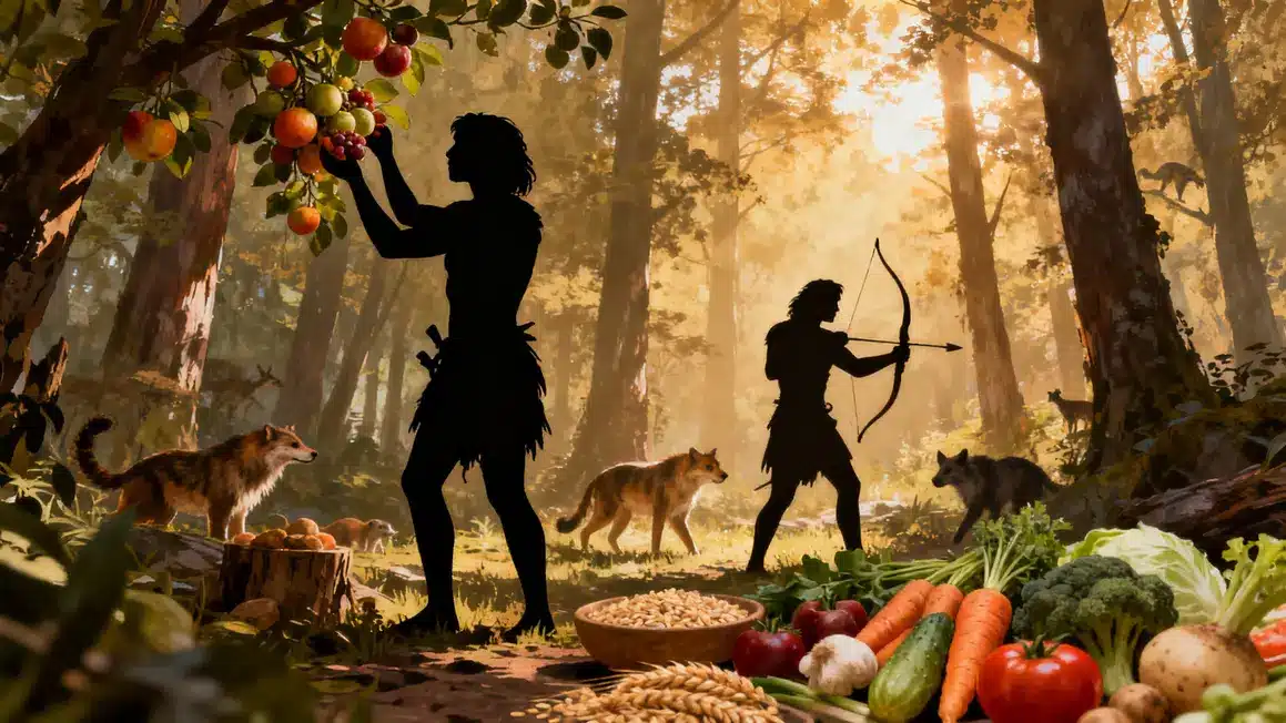 Silhouettes chasseur cueilleur régime paléo