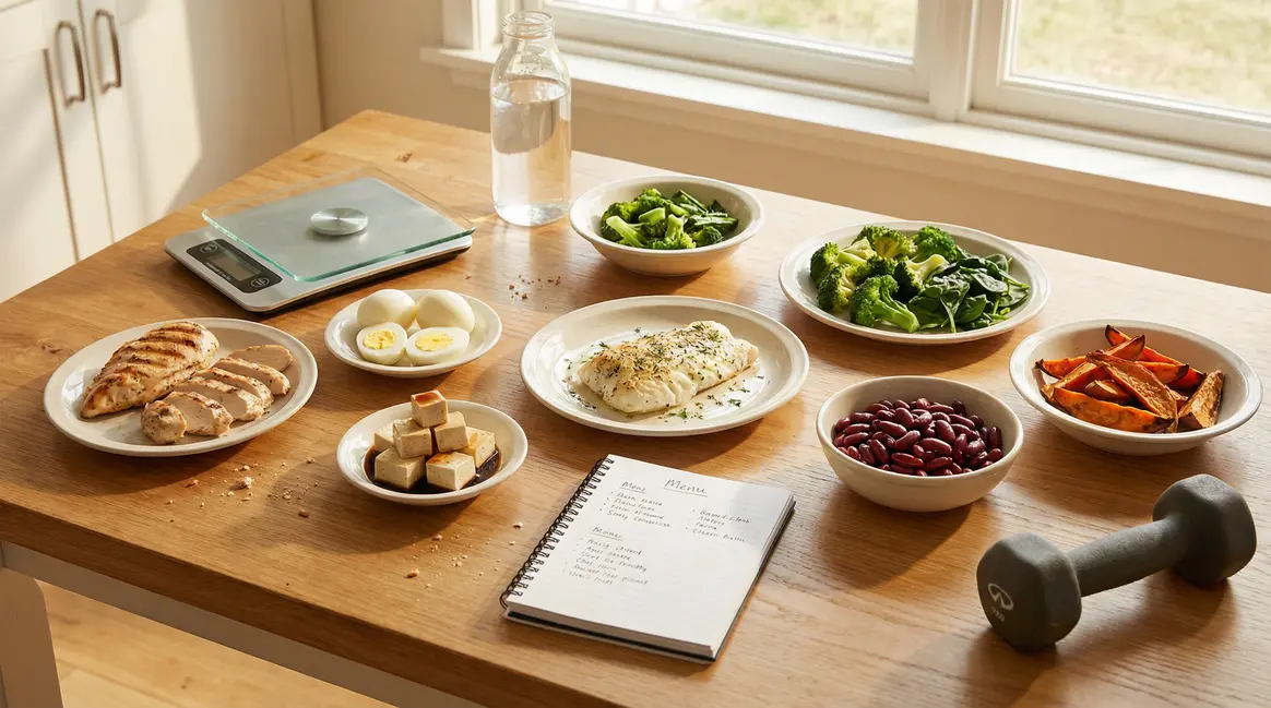 assortiment plats riches en proteines cuisine moderne