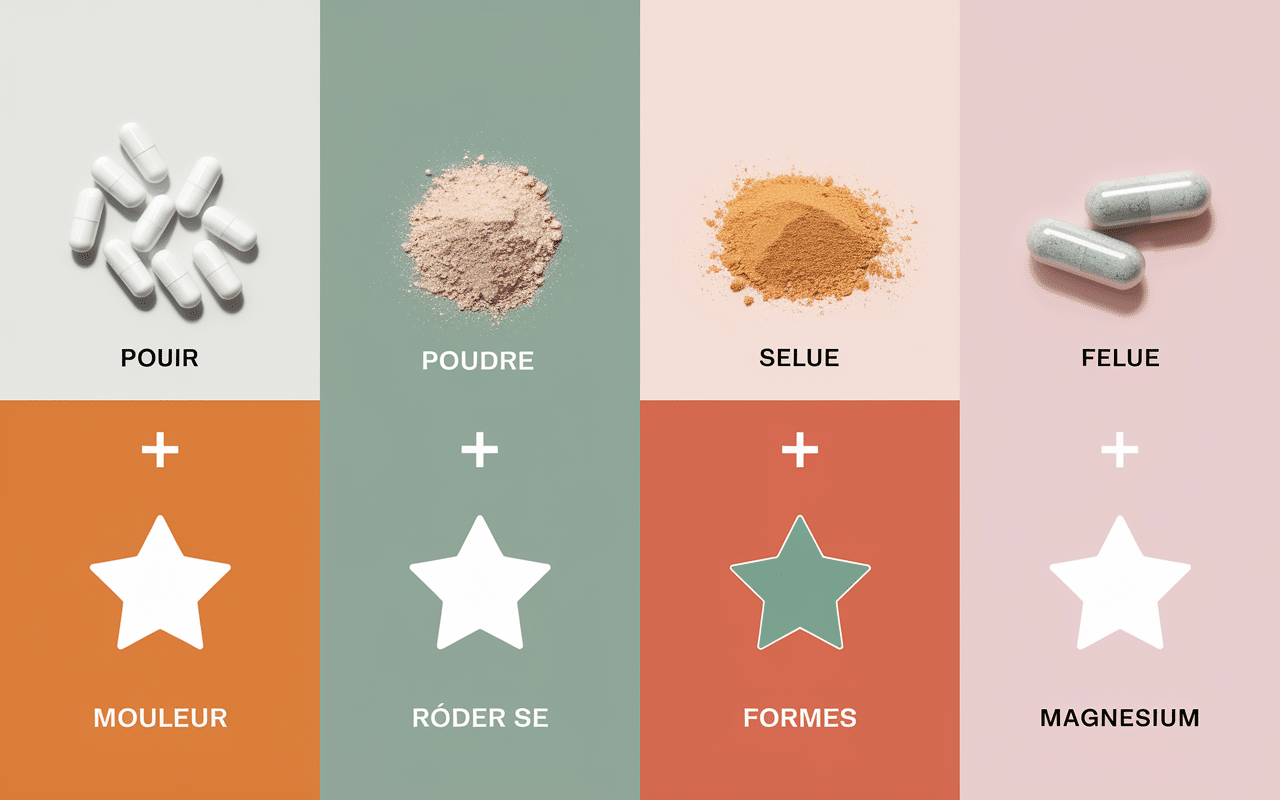 tableau formes magnesium piluliers poudre capsules