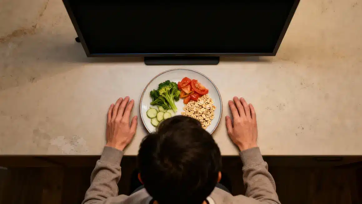 assiette vue zen pleine conscience mains