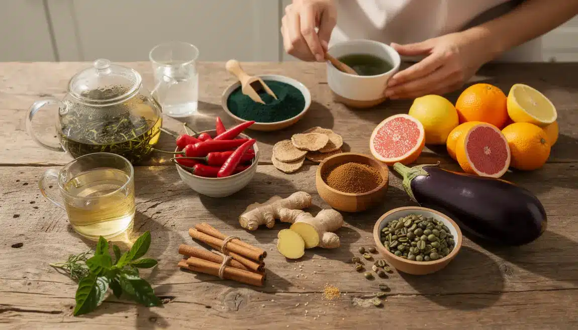 aliments bruleurs de graisse naturels sur table