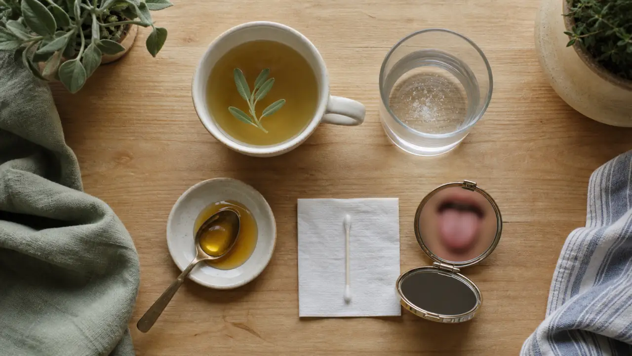 Bouton sur la langue : remède naturel à base de sauge, miel, bicarbonate